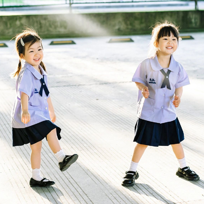 极速泰国泰式校服套装中小学生班服夏季短袖男女Q童幼儿园园服jk