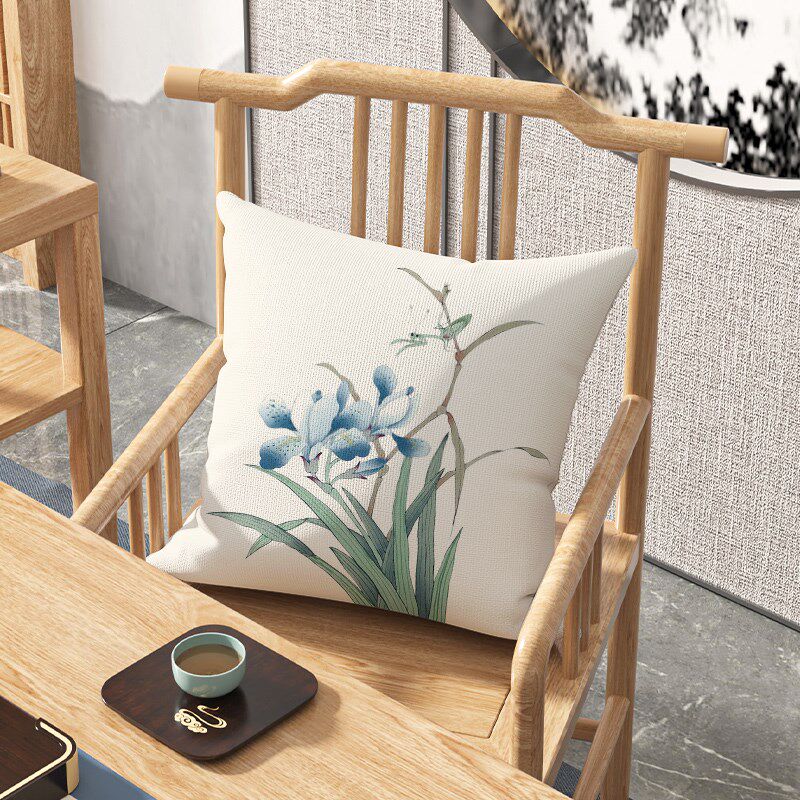 极速中式禅意抱枕大尺寸沙发靠垫正方形靠H枕60x60可拆洗茶室飘窗