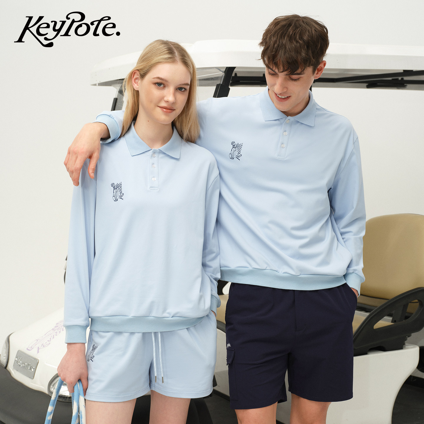 KeypoteGolf高尔夫户外运动polo衫卫衣短裤套装男女铆钉珍珠服装