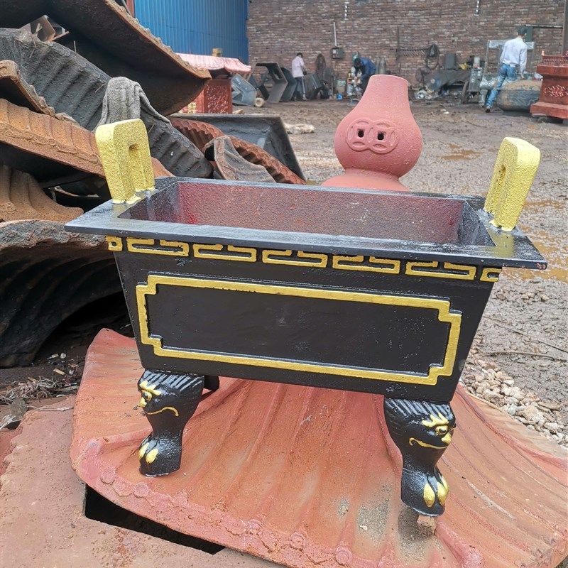 大型香炉寺庙h铸铁四方鼎长方形大号家用招财户外祠堂供奉法器