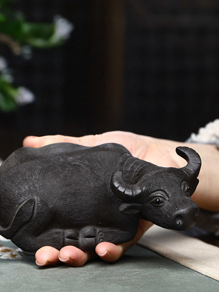 宜兴紫砂茶宠物手工拉丝牛饰品茶具茶具生肖牛茶周边创意雕塑可以,餐饮具,茶宠摆件,淘宝优惠券,粉丝福利购,淘宝优惠卷