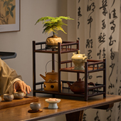 桌面小博古架新中式 茶杯收纳层架子茶壶杯 茶具盆景摆件置物架台式
