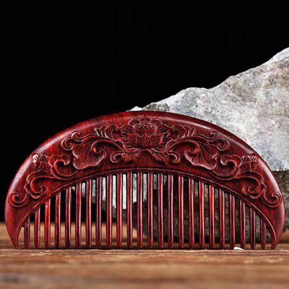 印度小叶紫檀木雕刻规格5*10休闲百搭时尚创意木质梳子直播热卖