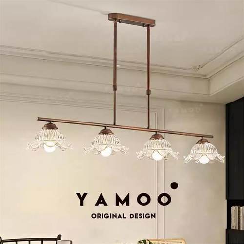 法式中古风餐厅吊灯2025新款美式复古高级感一字长条餐桌饭厅吊灯