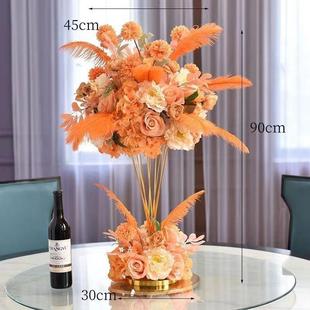酒店婚礼宴会厅羽毛桌花仿真花摆件酒吧桌面装饰摆台花餐桌花1