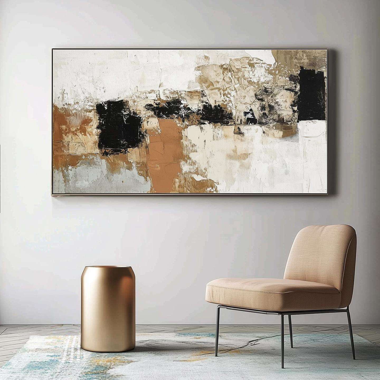 《素影幽思》灰棕雅韵赵无极抽象肌理手绘油画客厅卧室走廊装饰画