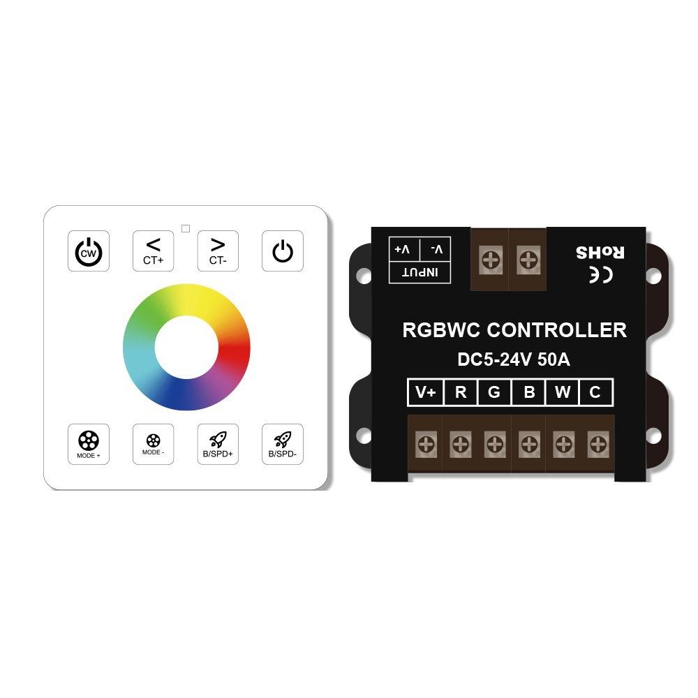 RF铁壳86触摸面板RGB+CCT控制器 RGBCW五合一灯带 RGBWW调光色温
