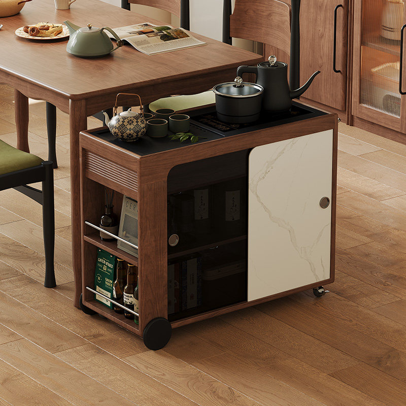 素图北美胡桃木实木茶台小型可移动客厅沙发侧边茶水柜全自动茶车,住宅家具,家用茶台/茶桌,淘宝优惠券,粉丝福利购,淘宝优惠卷