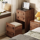 素图中古胡桃木迷你梳妆台卧室床头柜收纳一体40公分小型化妆桌