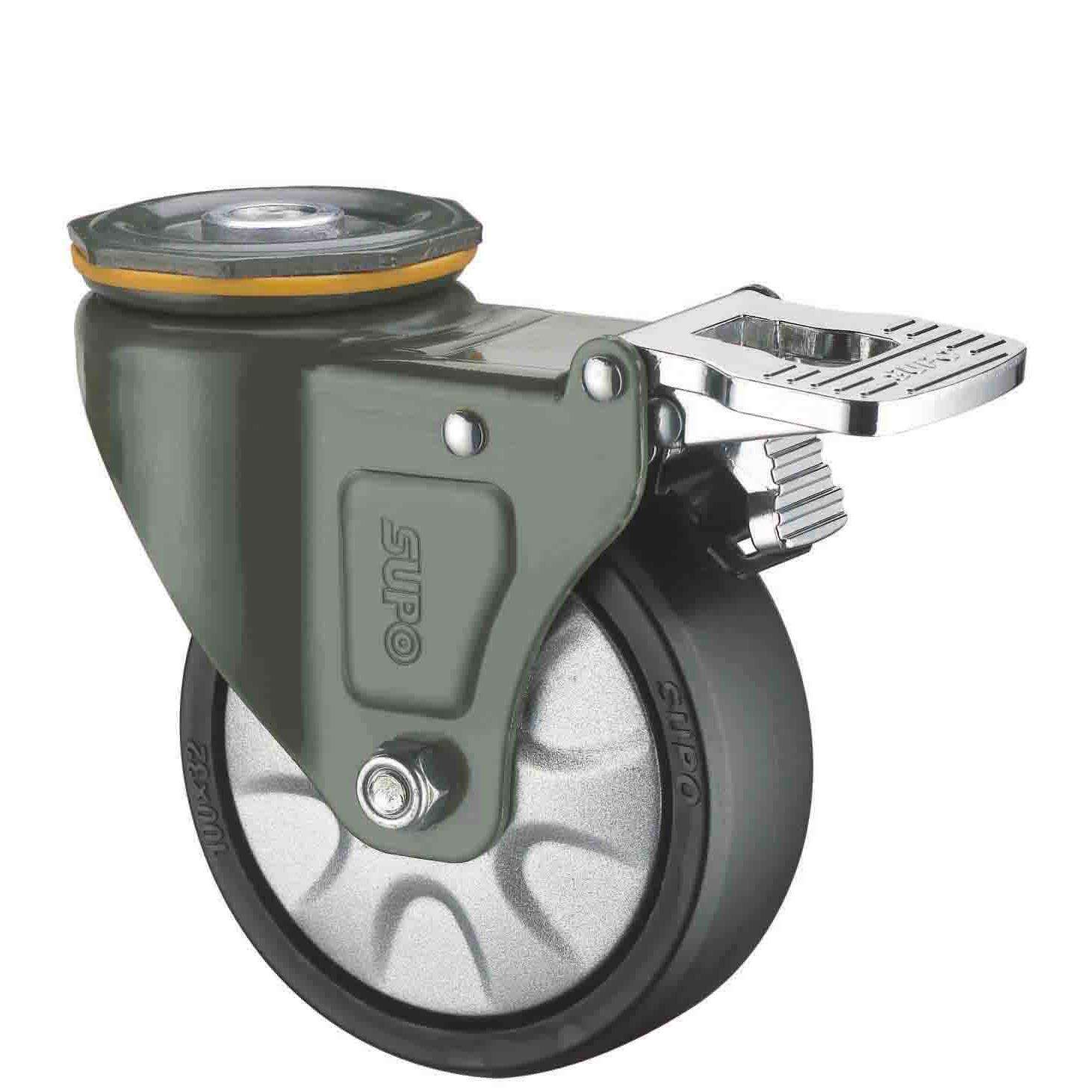 SUPO 向荣动力 4寸带双刹车尼龙 孔顶 万向 脚轮J03S-03A-100-662