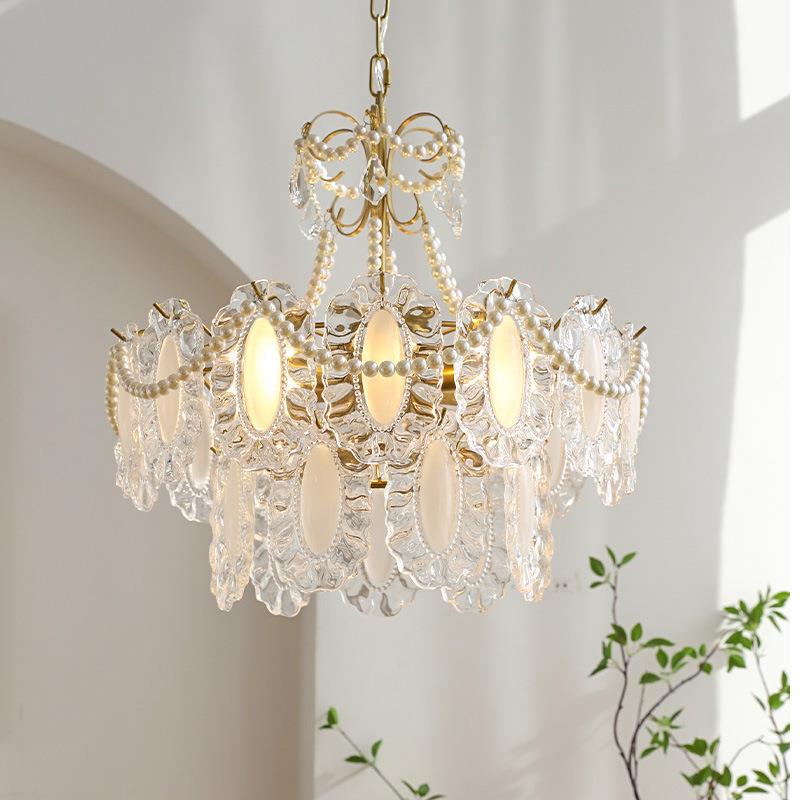 轻法式轻奢复古风格玻璃吊灯卧室温馨美式奶油风网红客厅餐厅灯具