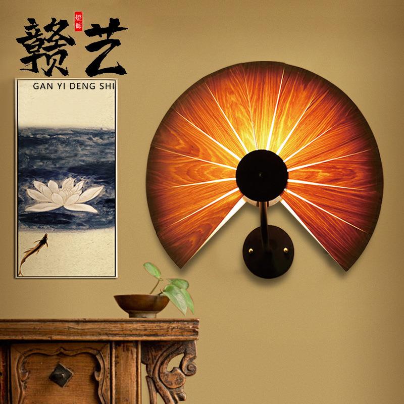 复古中式实木壁灯客厅卧室中国风灯具酒店别墅客栈走廊仿古墙壁灯