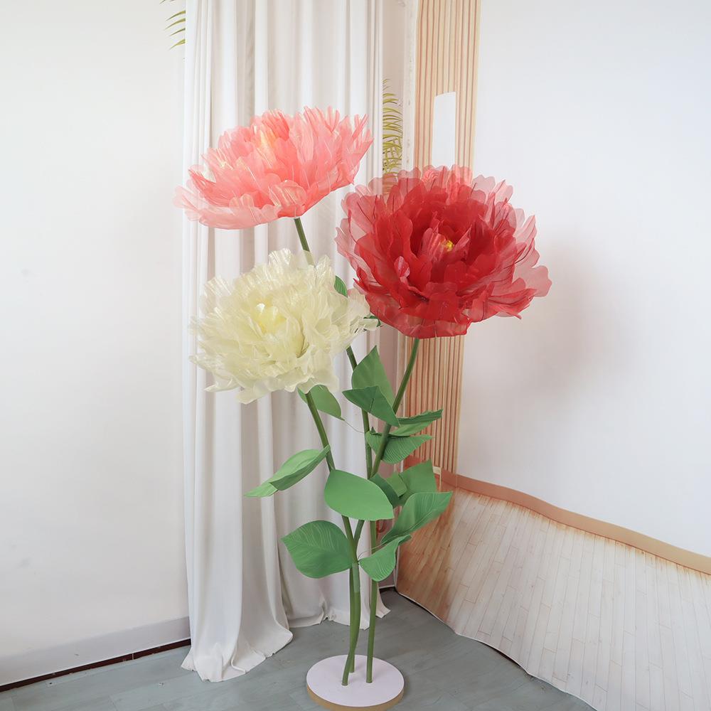 纱花牡丹丝网花婚庆场景布置婚房装饰家居庭院花园装扮高档仿真花