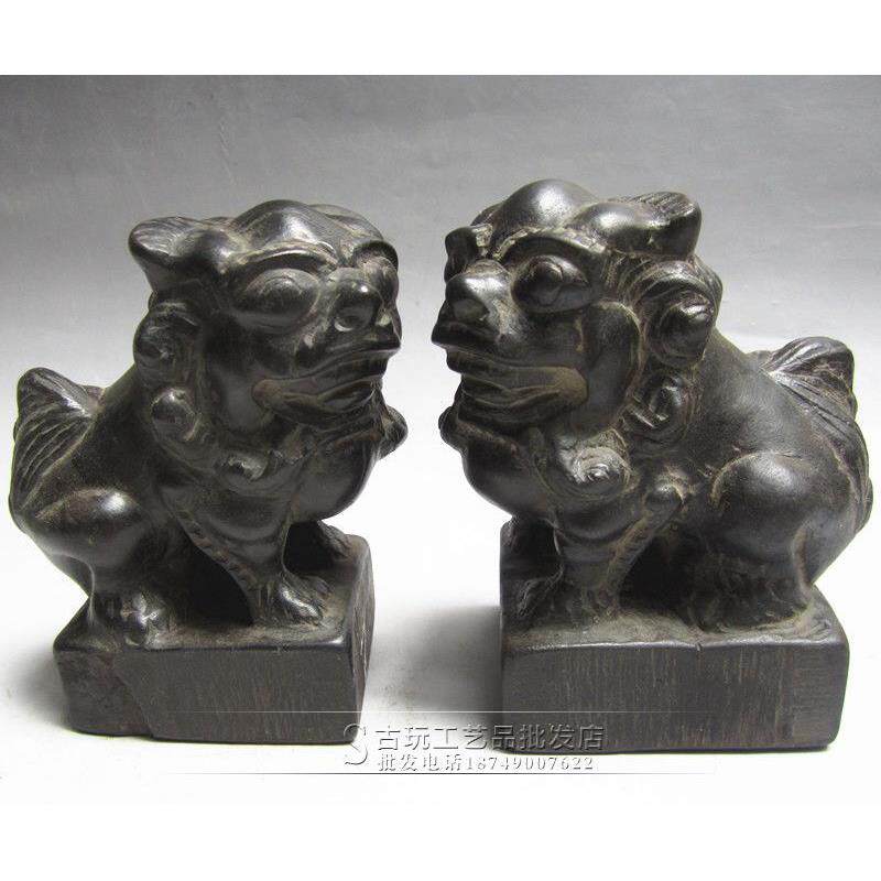 厂家现货古玩家居摆件收藏 青石狮子一对家居摆件装饰品