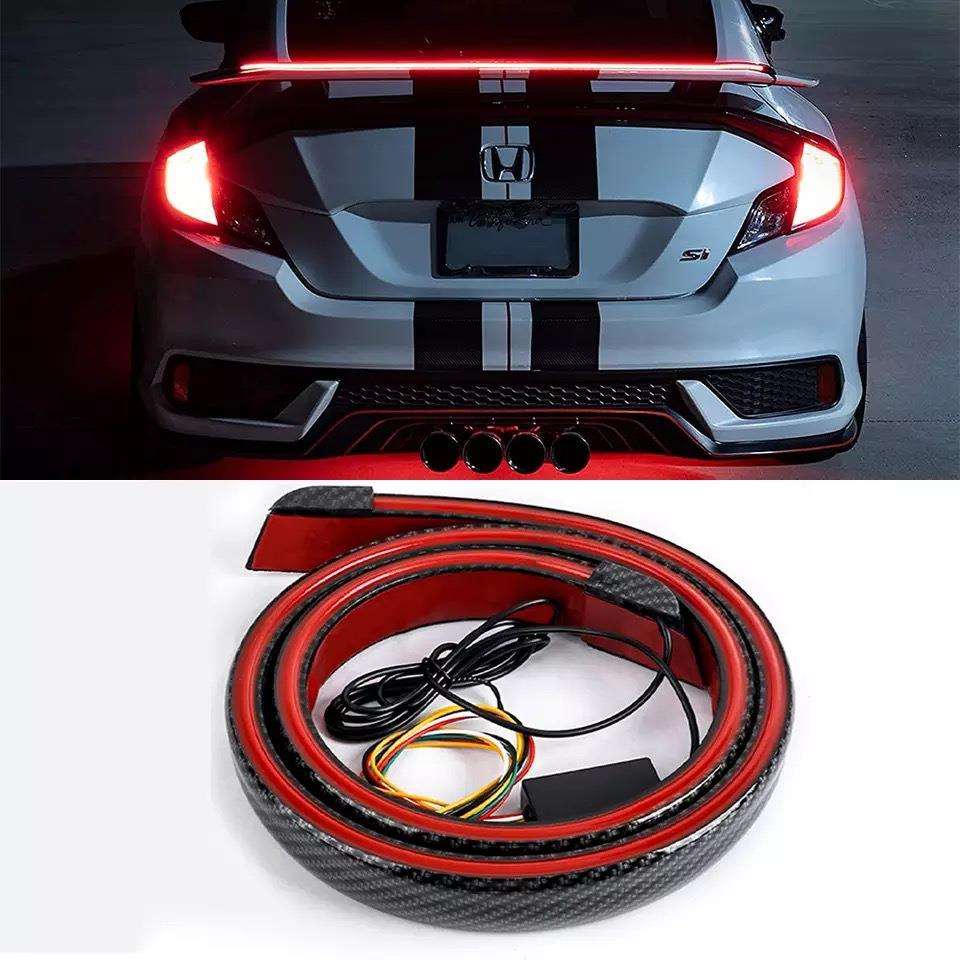 碳纤纹多功能尾翼120cm日行灯条汽车改装LED红光流水转向灯刹车灯