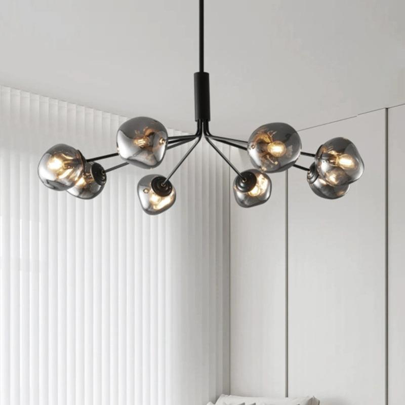 全铜客厅吊灯2023年新款8头现代简约北欧餐厅灯大气魔豆卧室主灯