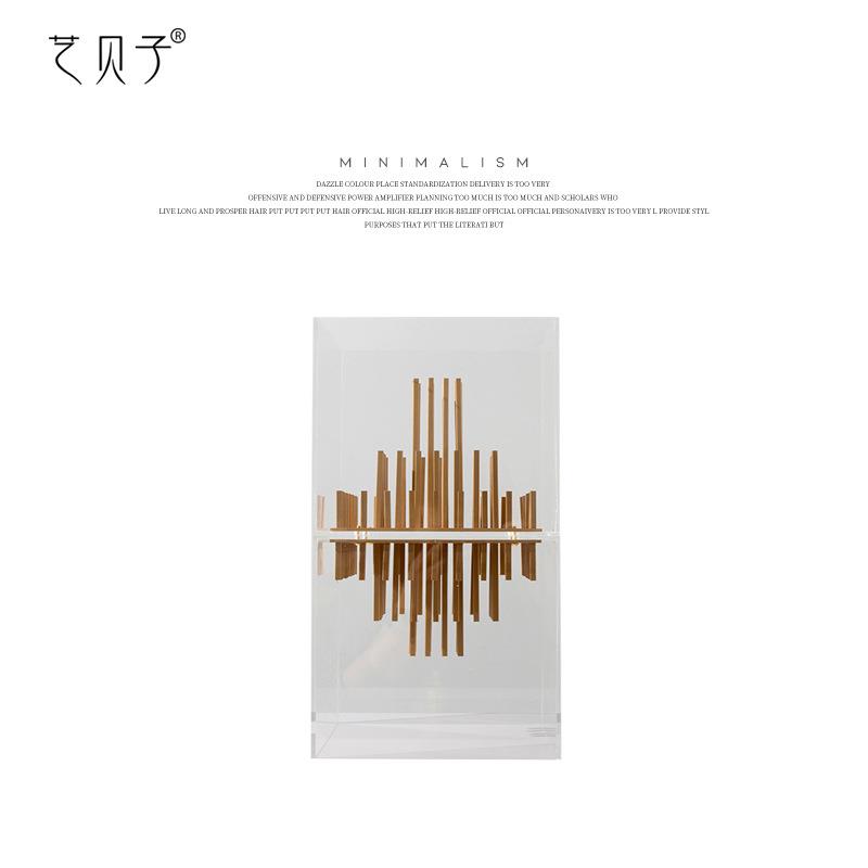 艺贝子创意极简轻奢几何倒影艺术摆件客厅玄关酒店样板间软装饰品