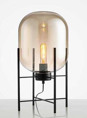 后现代北欧工业风格烟灰色玻璃四脚架落地灯创意个性客厅卧室台灯