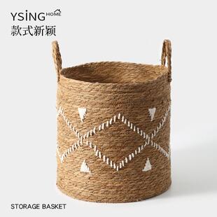 手工编织脏衣篓田园风大容量草编收纳篮家用高颜值轻奢藤编脏衣篮