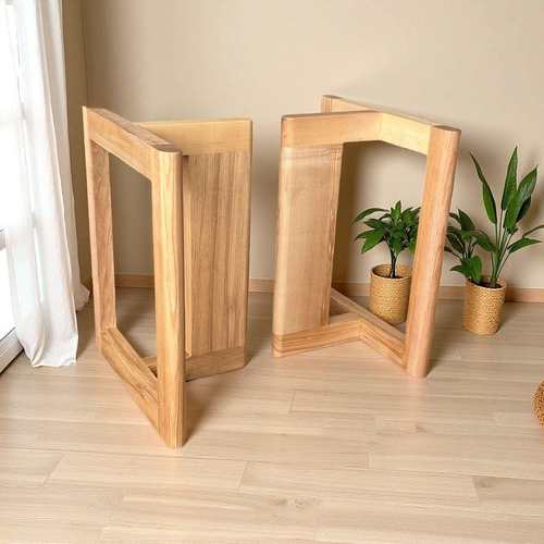 白蜡木实木桌腿无框三角支架大板脚架原木茶几书桌茶桌木腿餐桌腿