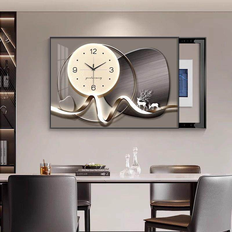 现代轻奢电表箱装饰画高级感钟表遮挡电闸盒配电箱壁画弱电箱挂画