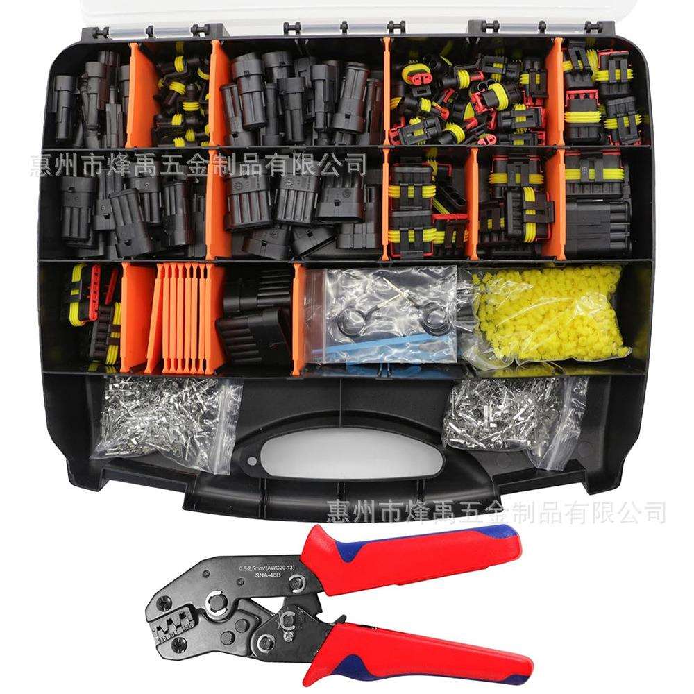 跨境1167PCS/87套 1-6P汽车线束防水连接器公母对接插头套装
