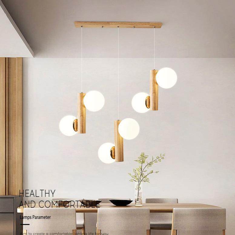 北欧原木艺玻璃餐吊灯 日式简约卧室床头小吊灯 LED餐吧台灯具