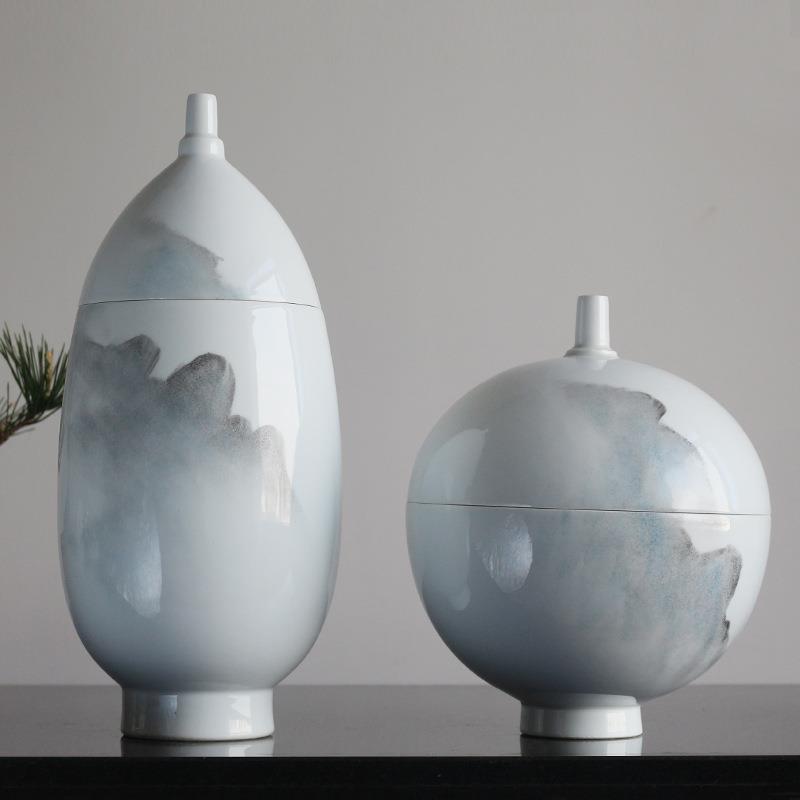 欧式创意陶瓷罐子花瓶客厅中式家居现代电视柜餐桌装饰品水墨风