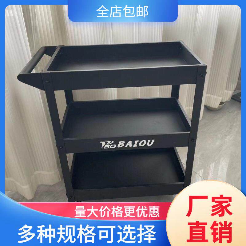 绿色三层小推车工业风工具车手推车静音滚轮收纳零件移动花架绿植