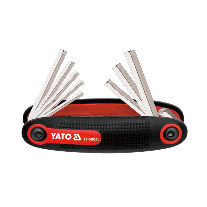 易尔拓YATO 8件套S2钢公制折叠式平头头内六角扳手套装YT-58830