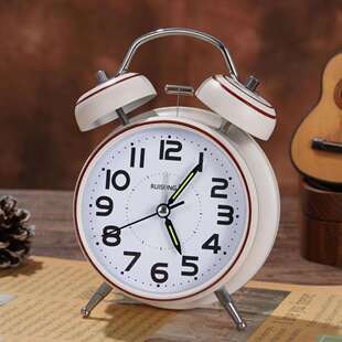 大声闹铃金属闹钟静音简约复古创意学生床头卧室夜光打铃小闹钟表
