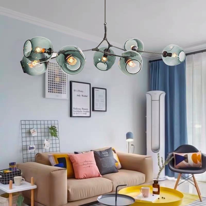 北欧灯具客厅吊灯简约现代大气分子灯创意个性玻璃魔豆卧室餐厅灯
