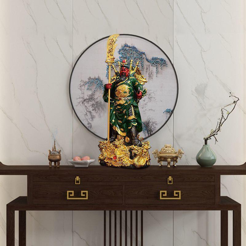 招财家用关羽店铺关二爷九龙送礼开业摆件客厅神像武财神供奉关公