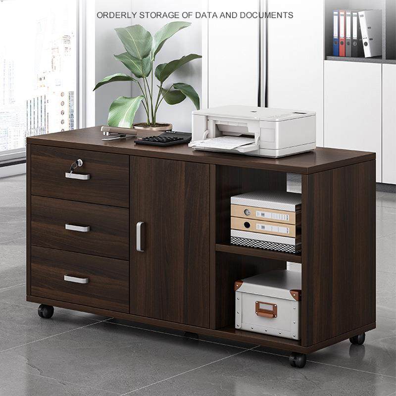 桌下文件柜办公柜木质边柜带锁办公室柜子打印机抽屉柜矮柜储物柜