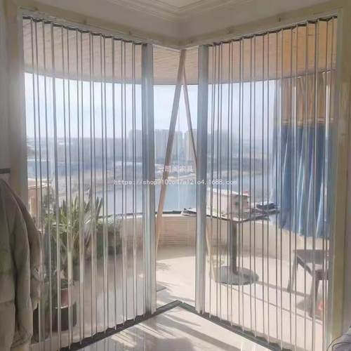 云凯阁铝合金楼梯商铺室内水晶板玻璃折叠门厂亚克力透明隔断门厨