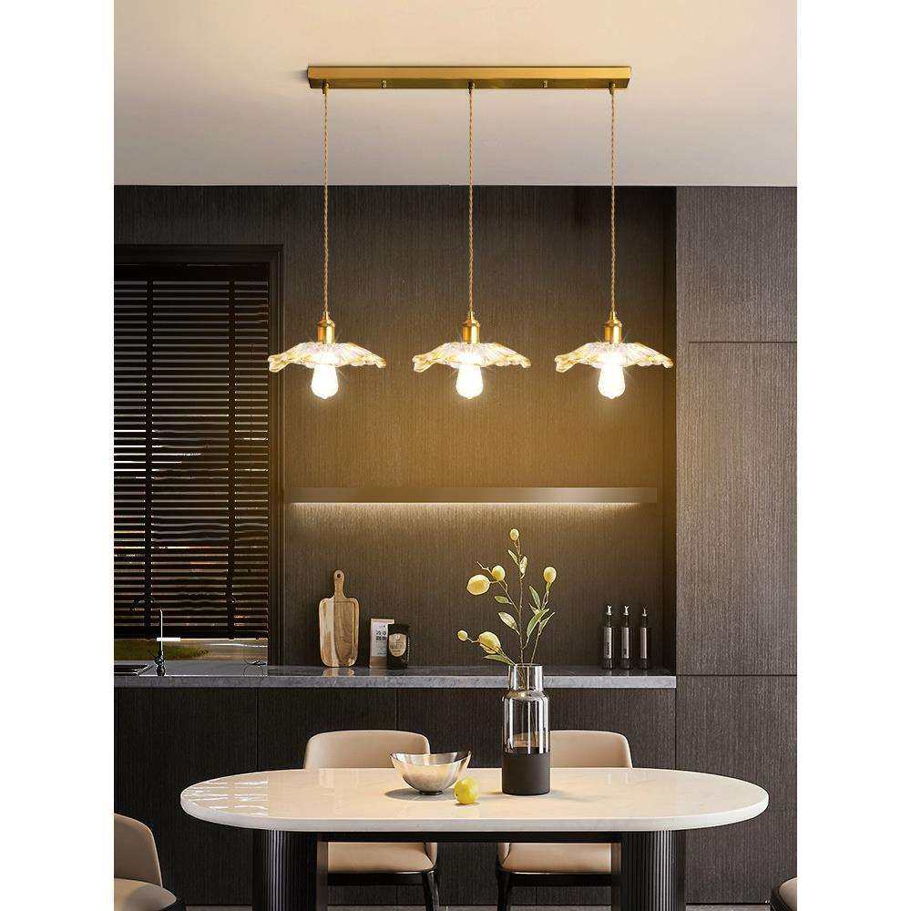 餐厅吊灯日式三头玻璃吊灯具现代简约家用餐桌饭餐厅灯吧台灯271