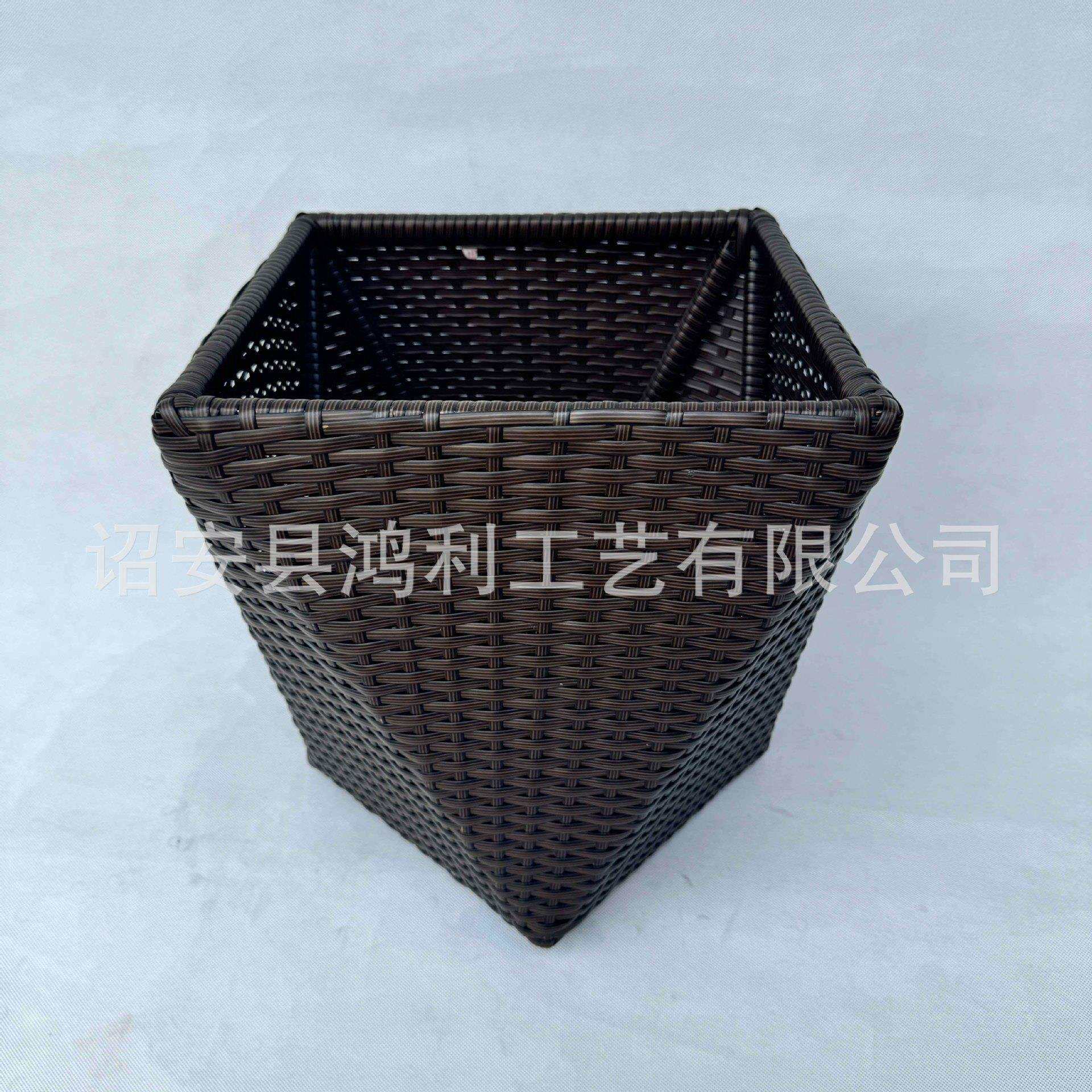 新款民宿酒店毛巾篮长方不锈钢仿藤收纳筐洗衣篮新款PP藤编织毛巾