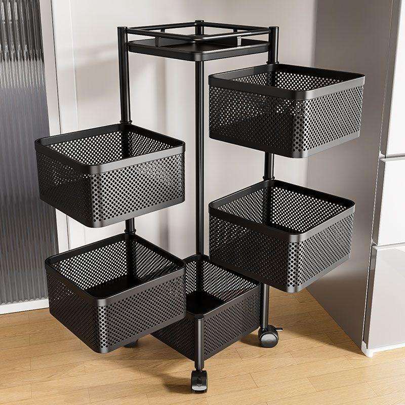 厨房多功能旋转置物架可移动蔬菜落地多层蔬菜放果篮子家用收纳架