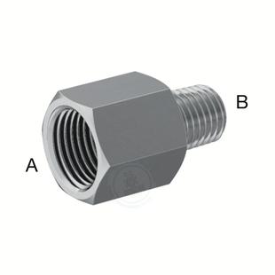 NPT Female × BSPP Male 耐极压316不锈钢六角变径内外丝直通