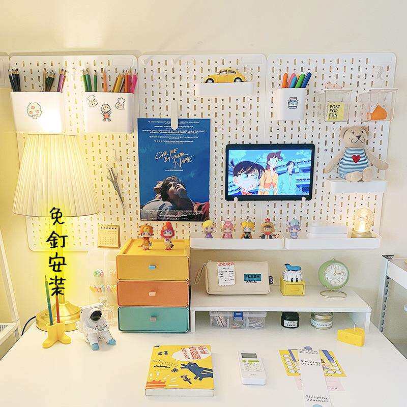 木质洞洞板工具厨房免打孔桌面墙壁宿舍配件墙上壁面挂收纳置物架