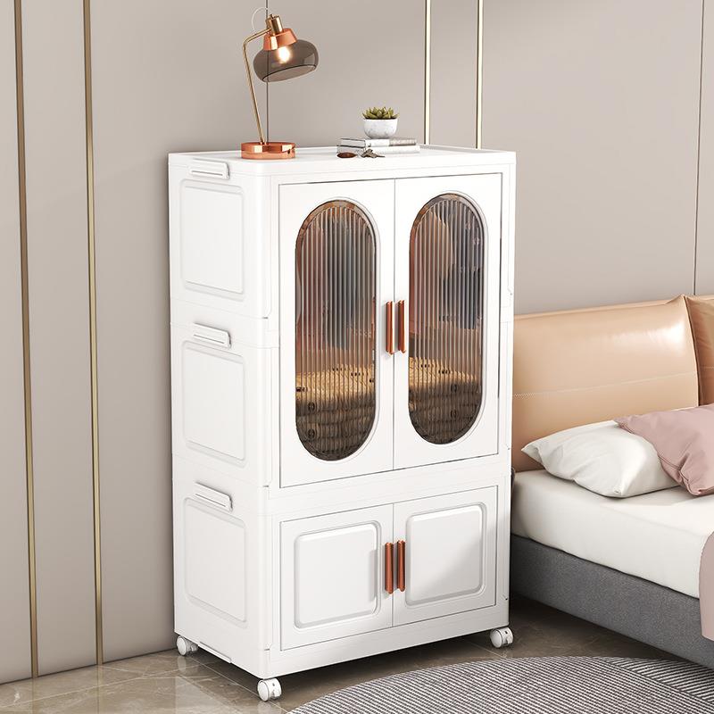 HS双开门可折叠收纳柜 卧室家用宝宝塑料衣柜透明小衣橱整理柜