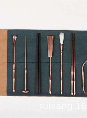 K798紫铜香道空熏七件套紫铜/香具/香道用具香道工具套装香铲香勺