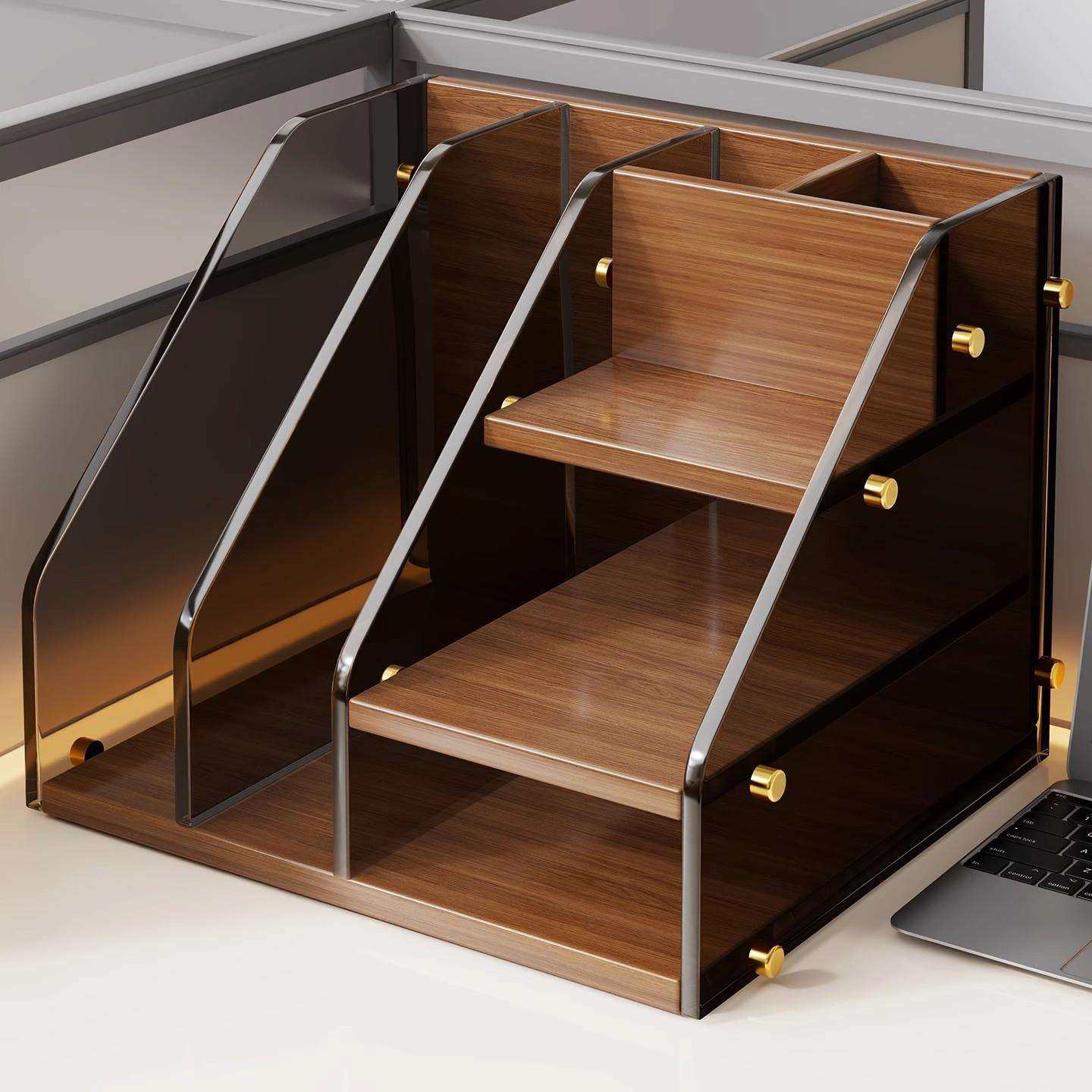 办公桌置物架桌面文件收纳架立式多层书架书立架女生工位改造神器