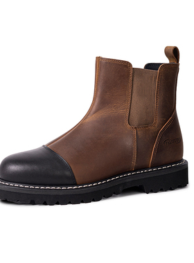 新品英伦风一脚蹬固特异男士皮鞋休闲时尚轻便款牛皮切尔西靴