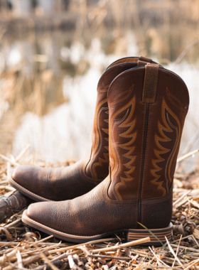 Palitutu民族风刺绣骑士靴2024新款男西部牛仔靴真皮长筒靴子马靴