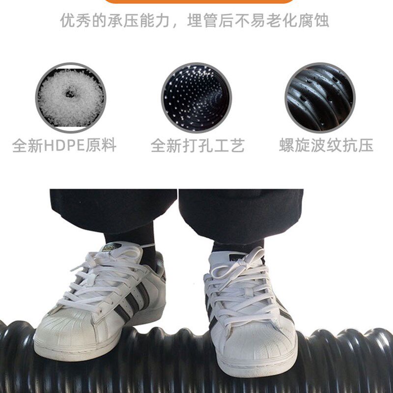 热销硬式透水管渗水管打孔波纹管盲管排水K管绿化渗水管盲沟管滤