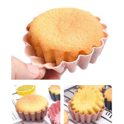 极速6XDE 12PCS Silicone Cake Mold Round MuffinQs Kitchen Coo
