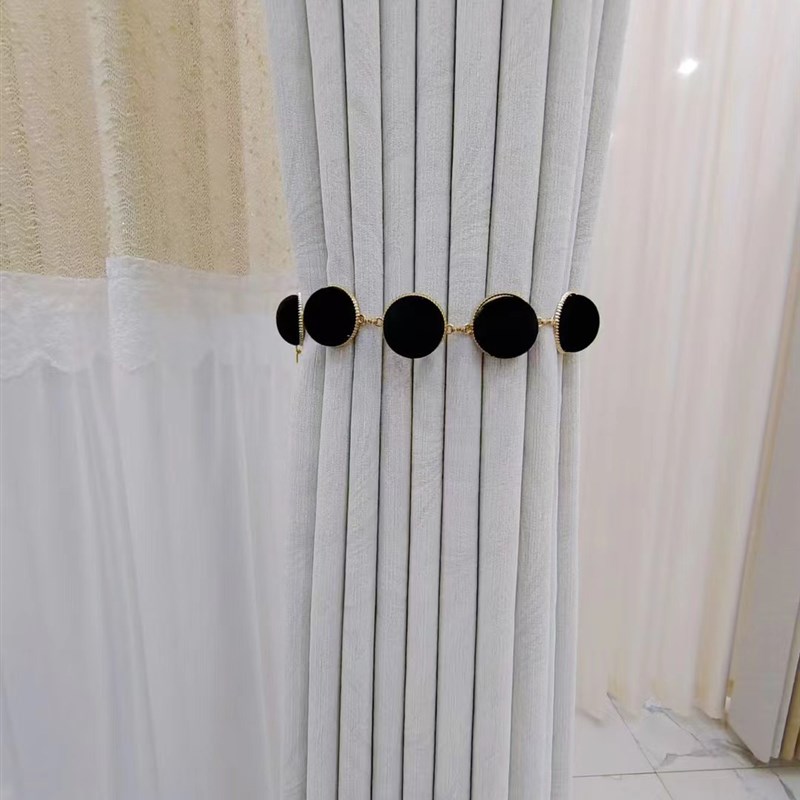 极速黑色半圆金属链条窗帘装饰绑带D简约现代风格窗饰扎带饰品配