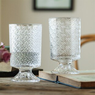 新品ins风高脚杯花瓶透明复古大口玻璃K冰淇淋甜品杯刻花水培玻璃