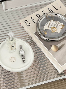 新品ins风香薰首饰展示盘v 家用简约陶瓷盘玄关钥匙收纳盘装饰托